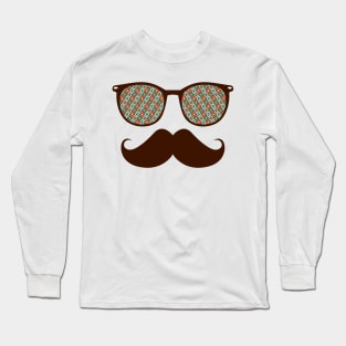 Hipster Glasses And Mustache Long Sleeve T-Shirt